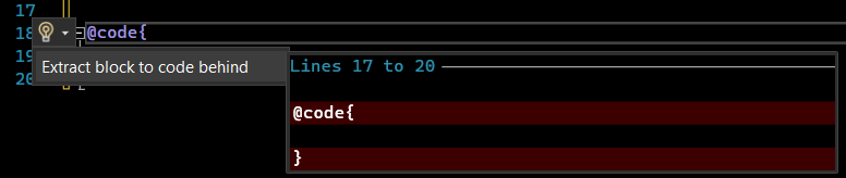 Extract block to code behind